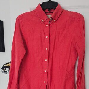 Banana Republic SHIRT WOMEN SMALL Button Down Oxford COTTON Red PREPPY ACADEMIA